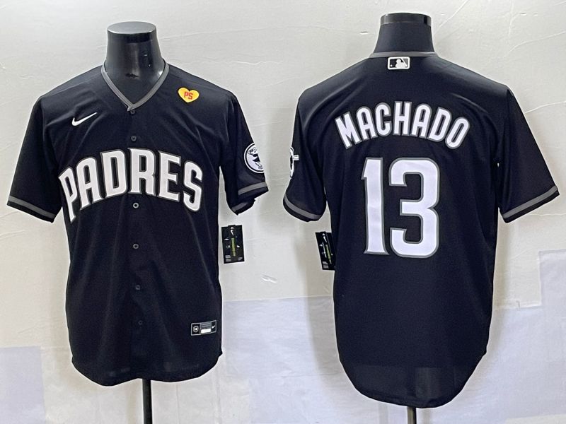Men 2025 San Diego Padres 13 Machado Black Game Nike MLB Jersey style 7037